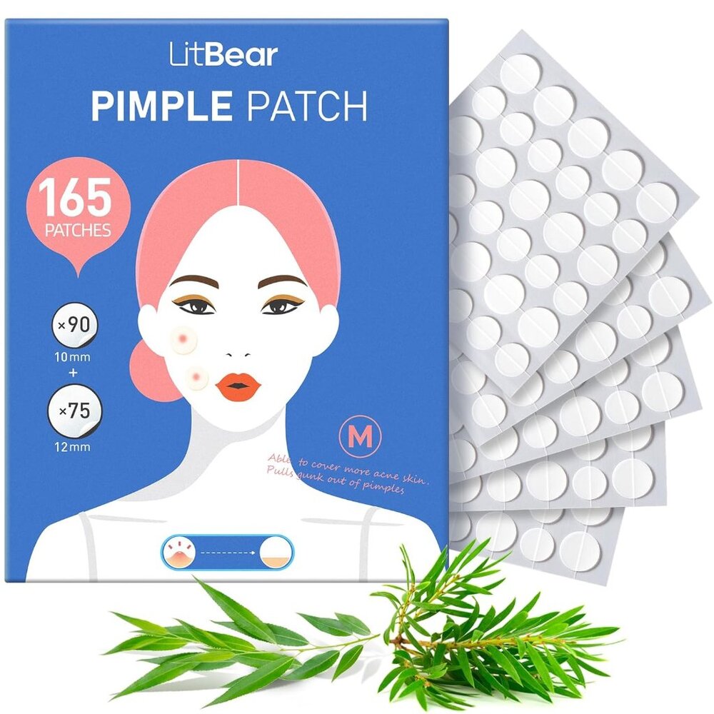 LOT OF 3 -LitBear Pimple Patches for Face, 165 Patches Hydrocolloid Acne Patches